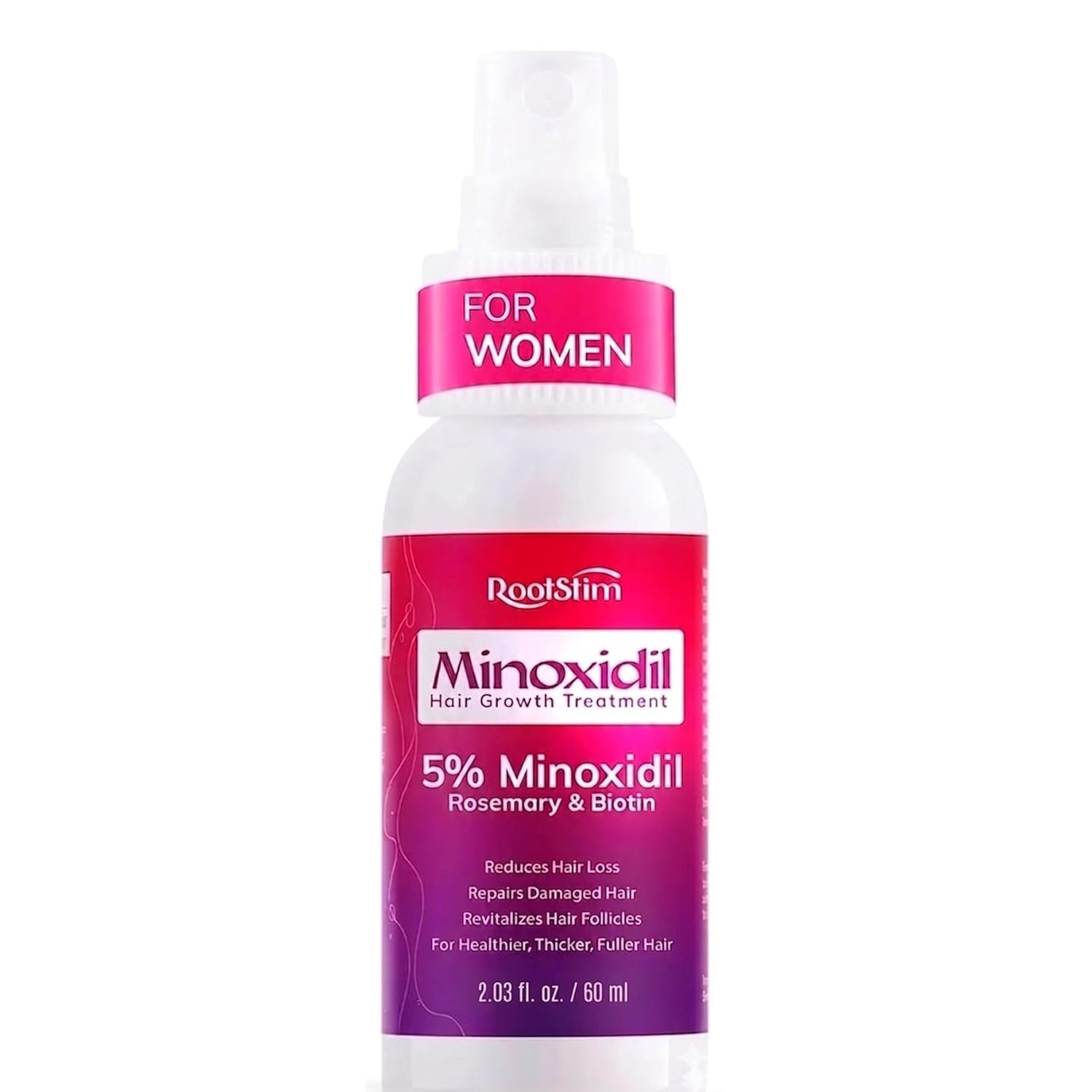 Women's 5% Minoxidil Spray for Hair Growth: RootStim Extra Strength Minoxidil with Rosemary & Biotin for Thinning Hair Regrowth and Fuller Hair - 2 Fl Oz