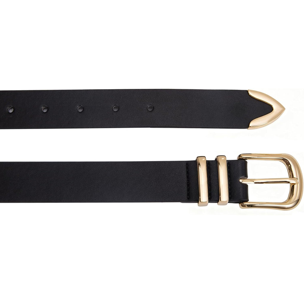 VATAN Women Leather Belt for Jeans Dresses Pants Fashion Ladies Casual Waist Belt with Gold Buckle