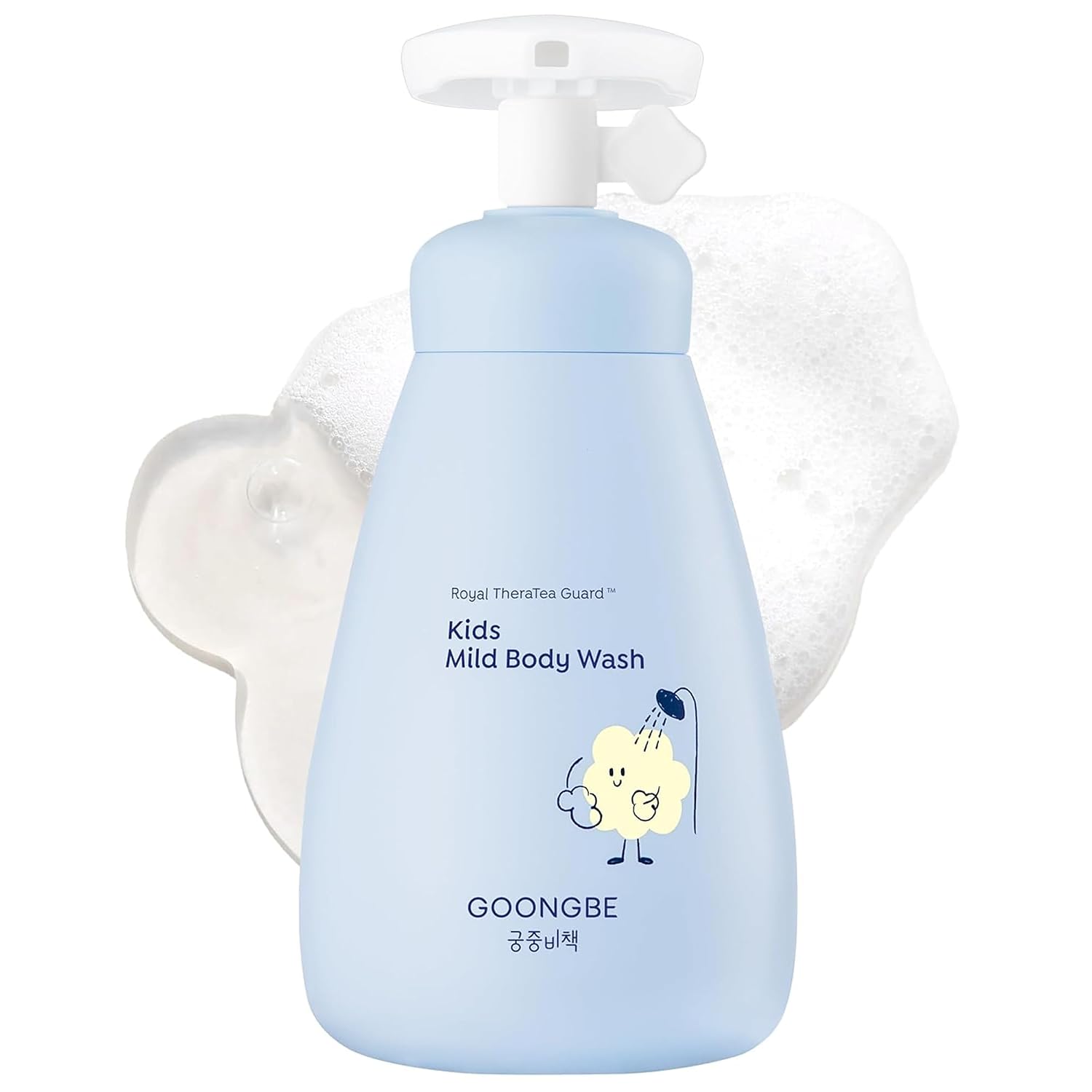 Goongbe Kids Body Wash – Tear-Free Tested Gentle Pump Foam For Sensitive Skin – Low Ph Hydrating Cleanser With Ceramide, Panthenol & Amino Acids – Allergen-Free Scent – Korean K-Beauty, 10.1 Fl Oz