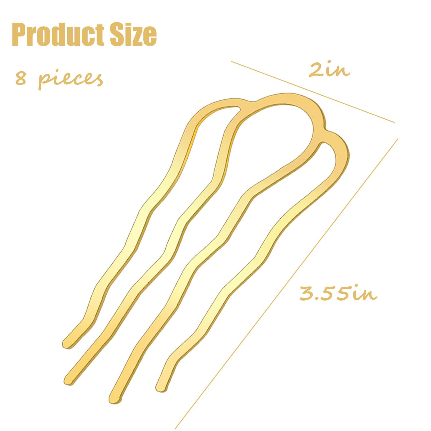 8 Pieces Hair Side Combs, Metal Hair Fork Clip Hair Pins For Buns Hair Updo U-Shape Hair Sticks For Women Hair Styling Tool Accessories (Mixed)