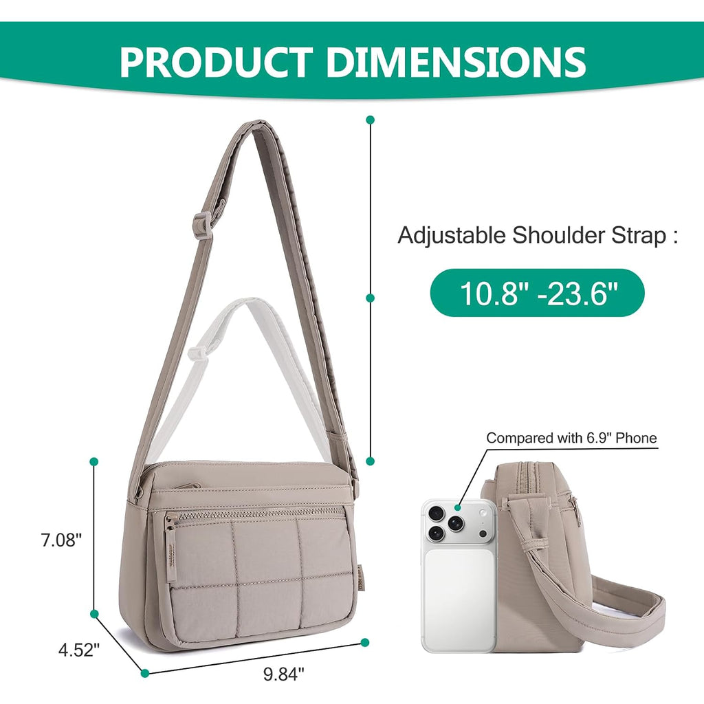 Crossbody Bags For Women,Lightweight Puffy Cross Body Purse With Adjustable Strap Small Travel Shoulder Handbag