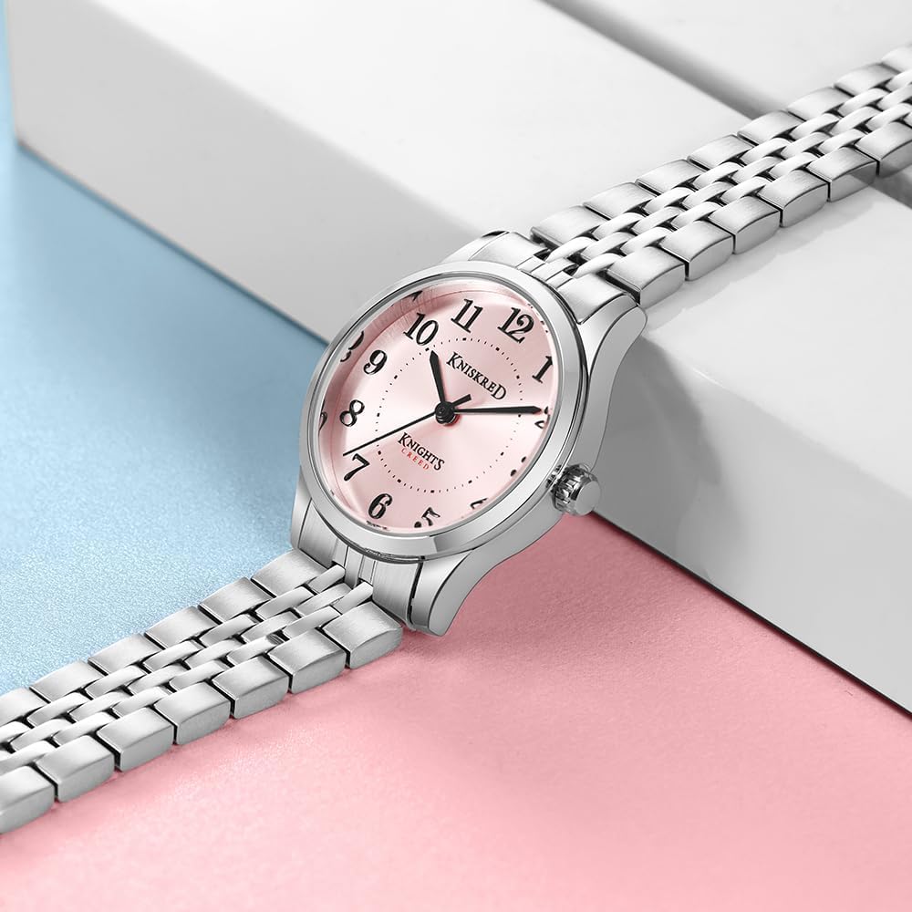 Easy Reader Watch for Women with Solid Stainless Steel Band Ladies Dress Watch Water Resistant