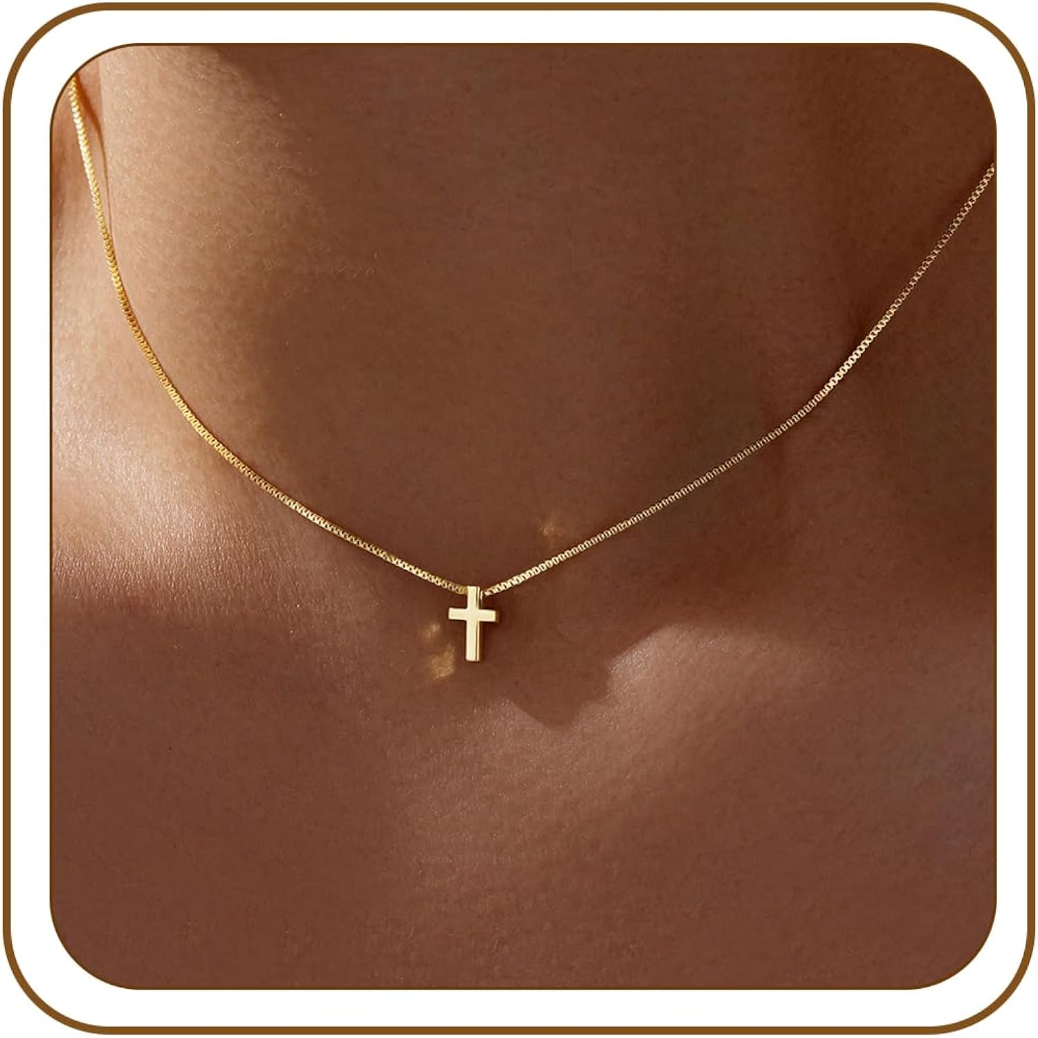 Mothers Day Gifts for Mom Cross Necklace for Women Girls, Dainty 14K Gold Silver Plated Cross Choker Jewelry Non Tarnish Waterproof Cute Simple Small Necklace Christian Baptism Religious Faith Jewelry Gifts