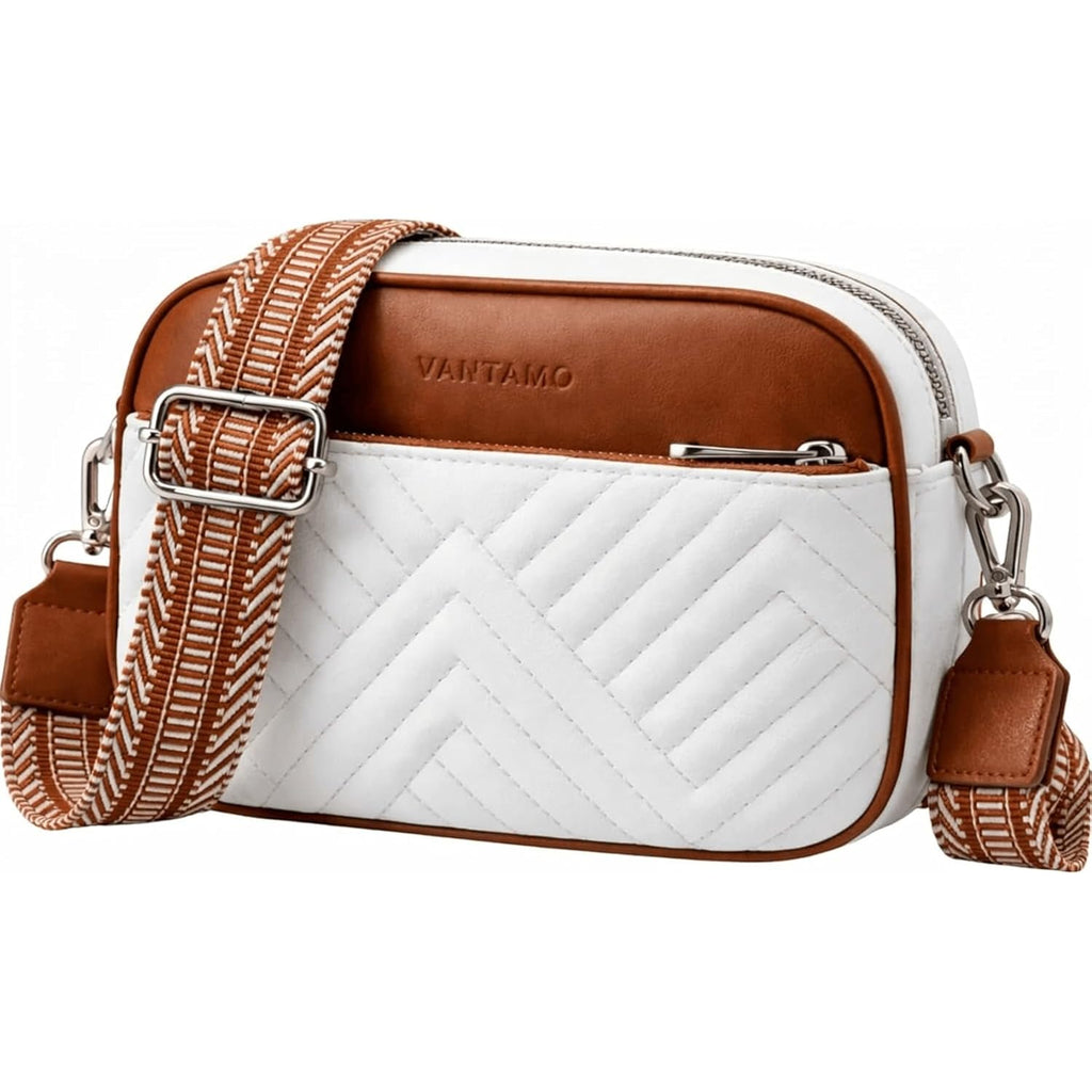 Vantamo Premium Quilted Crossbody Bags For Women With Anti-Pickpocket Clip, Vegan Leather Handbags, Travel Purses For Women