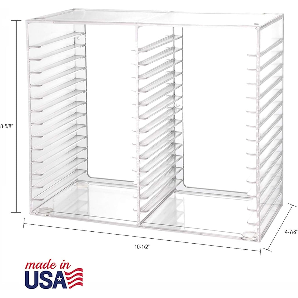 STORi Stackable Clear Plastic CD Organizer with Rubber Feet | Rectangular Jewel Cases Holder Perfect for Theatre Room | Holds up to 30 CD Cases | Made in USA