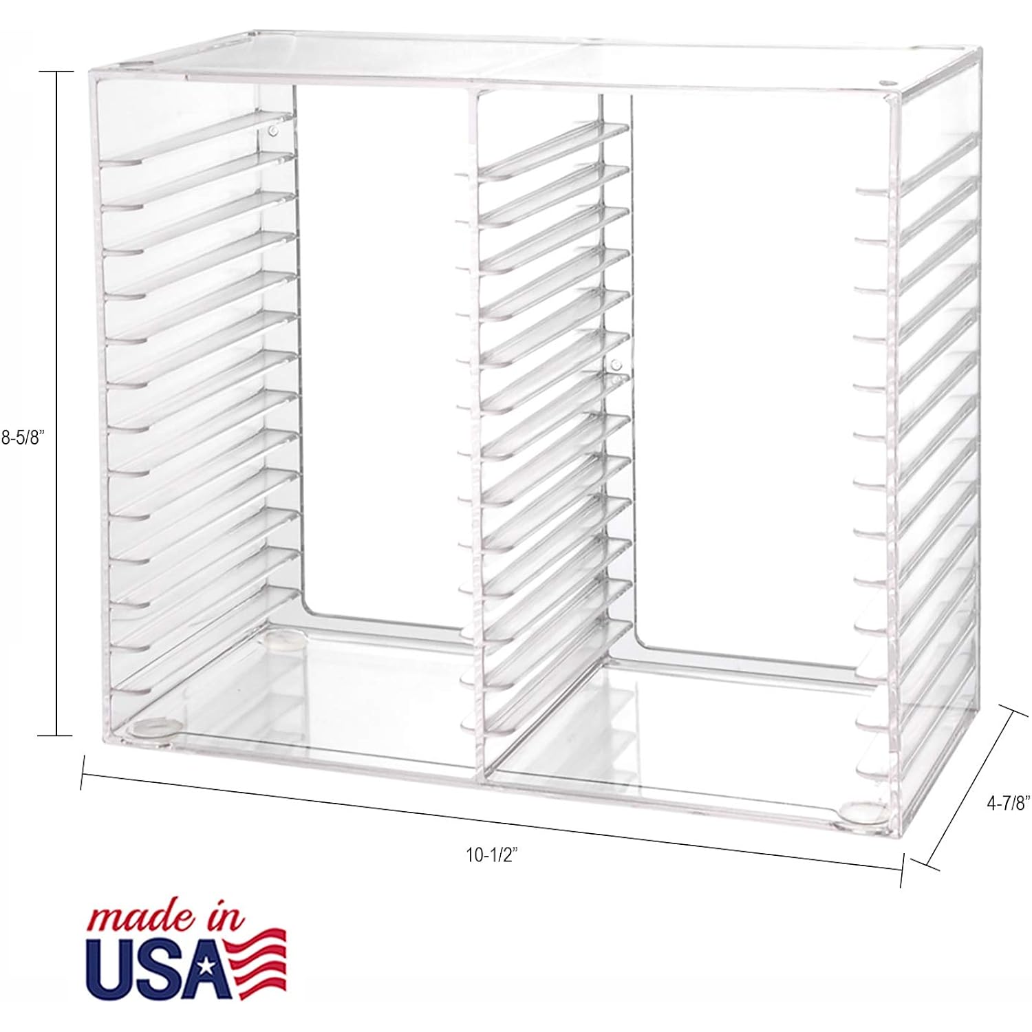 STORi Stackable Clear Plastic CD Organizer with Rubber Feet | Rectangular Jewel Cases Holder Perfect for Theatre Room | Holds up to 30 CD Cases | Made in USA