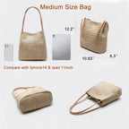 Aphoraeny Straw Beach Bag Buckets Totes Handbag Shoulder Tote Bag Straw Purse Summer Purse Women Summer Handbag