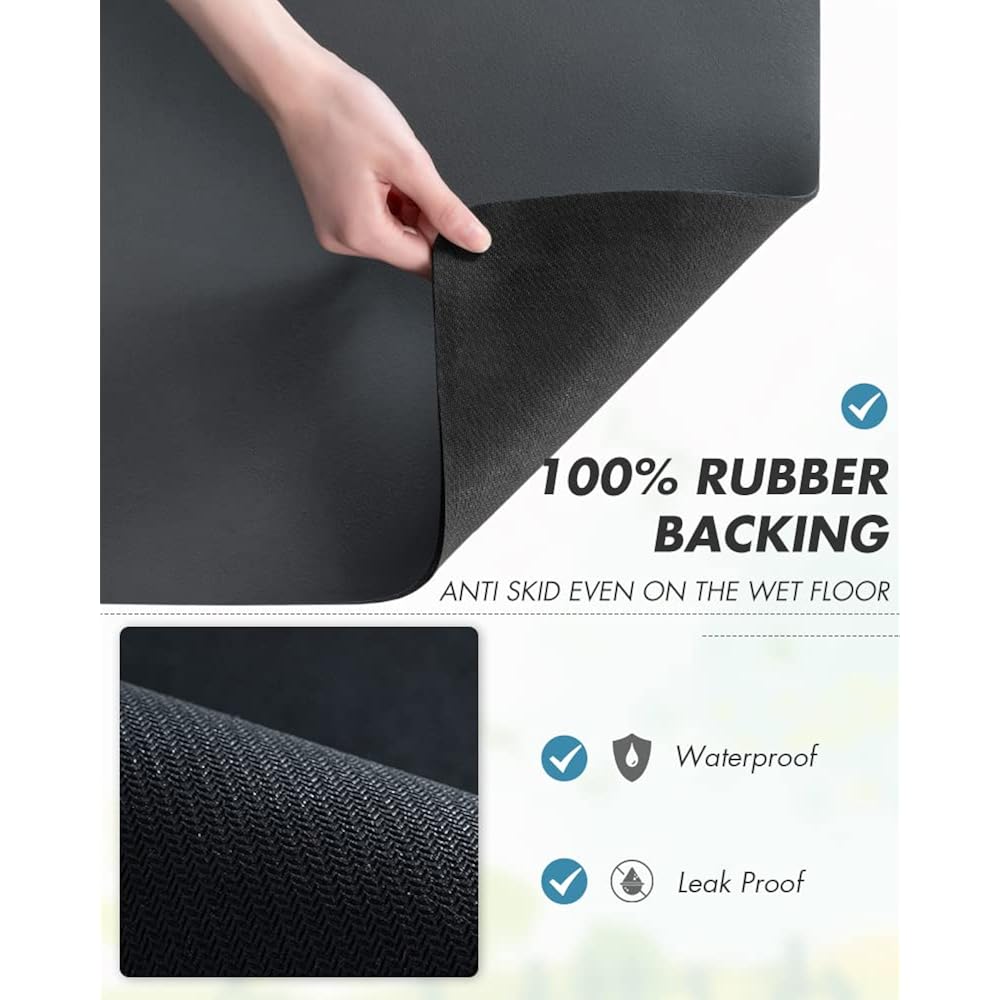 Amoami Coffee Mat Dish Drying Mat For Kitchen Counter-Bar Accessories, Hide Stain, Rubber Backed, Absorbent, Fit Under Coffee Maker, Espresso Machine, Pot, Dish Rack, 12"X19", Dark Grey