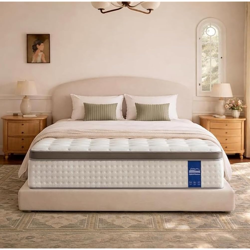 12 Inch Queen Mattress - Hybrid Mattress In A Box, Memory Foam Mattress With Pocket Springs, Medium Firm, Pressure Relief & Motion Isolation, Certipur Us Certified