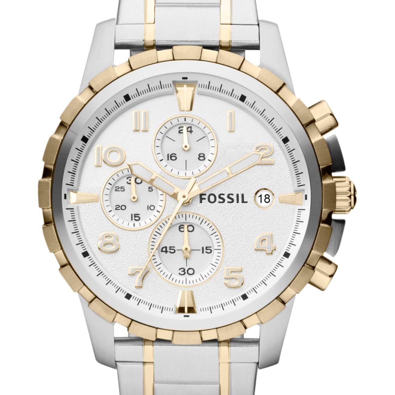 Fossil Men'S Watch, Dean Quartz Stainless Steel Chronograph Watch For Men