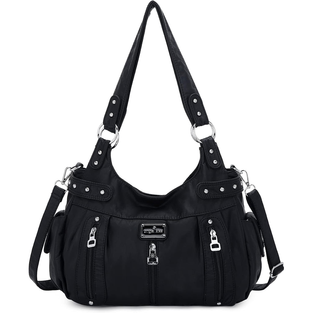 Angel Kiss Large Purses And Handbags For Women Washed Faux Leather Crossbody Hobo Satchel Shoulder Handbag Tote Purse