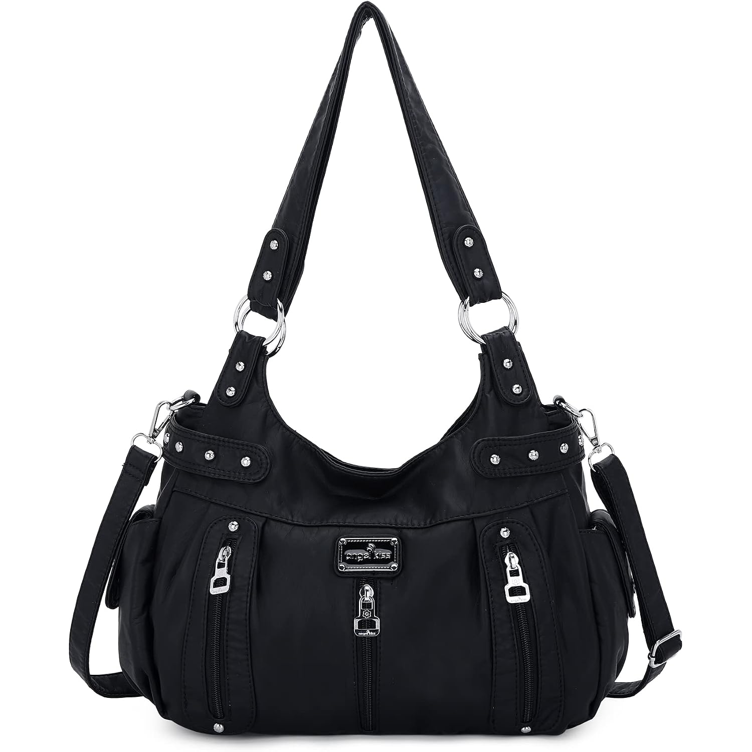 Angel Kiss Large Purses And Handbags For Women Washed Faux Leather Crossbody Hobo Satchel Shoulder Handbag Tote Purse