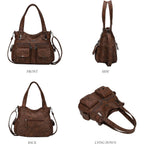 Women'S Large Purses Handbags Pu Leather Multi-Pocket Shoulder Bag | Large