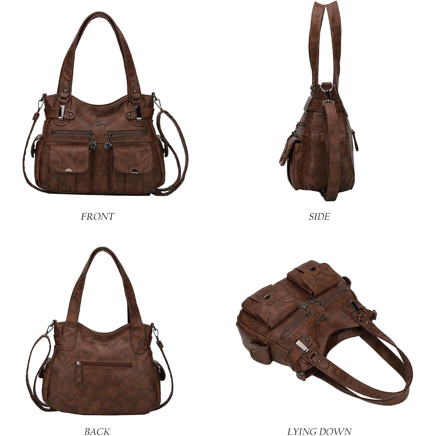 Women'S Large Purses Handbags Pu Leather Multi-Pocket Shoulder Bag | Large