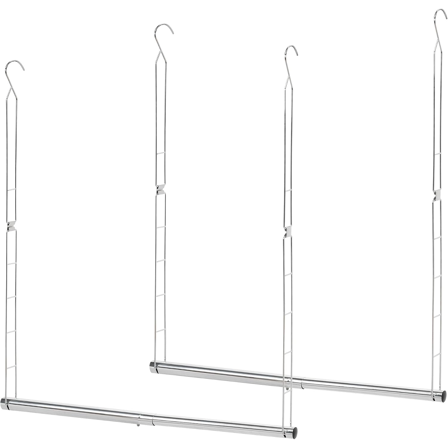 Storage Maniac Hanging Closet Rod, Adjustable Width And Height Closet Hanging Organizer, Space-Saving Clothes Hanging Bar, Closet Extender Hanging Rod Double Closet Hanging Rod, 2 Pack Chrome