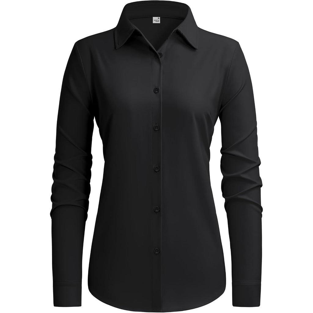 Siliteelon Button Down Shirts For Women Stain Shield Long Sleeve Dress Shirts Wrinkle-Free Collared Work Office Blouses