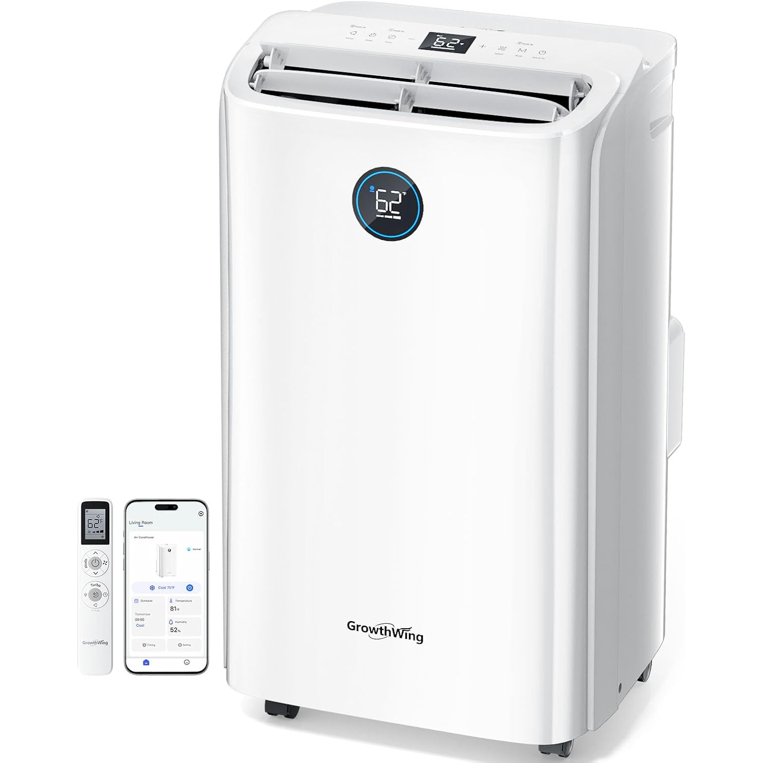 14,000 Btu Smart Wifi Portable Air Conditioner, Cools Up To 700 Sq.Ft, Auto-Evaporation, 3-In-1 Modes, Voice & Remote Control, Quiet Operation, White