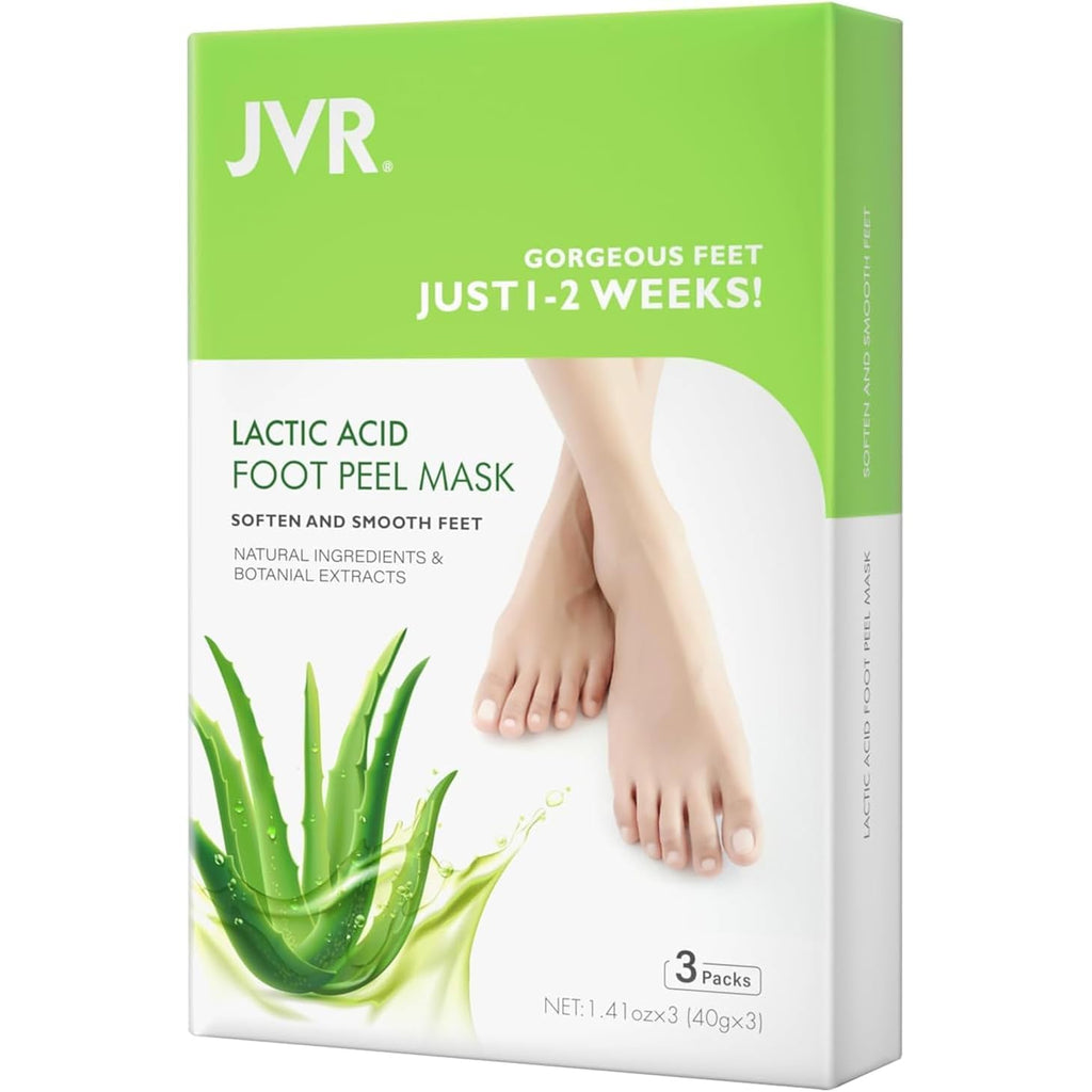 JVR Foot Peel Mask - 3 Pairs - Exfoliating Peeling Callus Remover, Softens Rough, Cracked Heels & Dry Skin, for Smoother and Softer Feet (Aloe Vera)