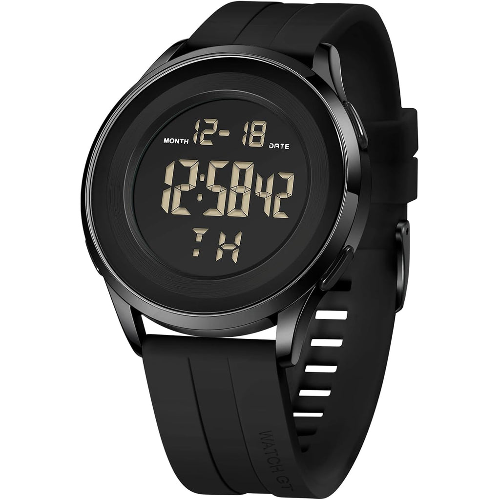 Cossinige Mens Digital Waterproof Military Watch For Men Black Dive Tactical Sports Minimalist Ultra-Thin Wrist Watch