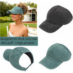 2 Pack Backless Cap For Women Natural Curly Hair Hat Baseball Cap Afro Puff Ponytail Hat
