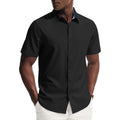 Pj Paul Jones Mens Short Sleeve Dress Shirts Stretch Wrinke Free Untucked Business Casual Button Down Shirt Regular Fit