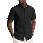 Pj Paul Jones Mens Short Sleeve Dress Shirts Stretch Wrinke Free Untucked Business Casual Button Down Shirt Regular Fit