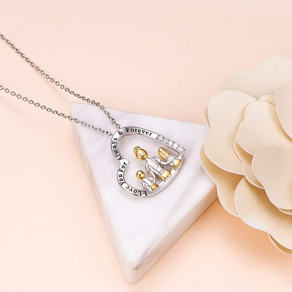 FLYOW Mothers Day Gifts for Women, Sterling Silver Mom Nana Grandma Heart Necklace, Birthday Mothers Day Jewelry Gifts for Mom Grandma Wife from Daughter Son