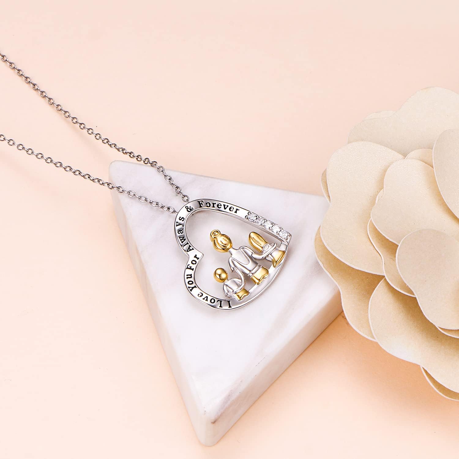 FLYOW Mothers Day Gifts for Women, Sterling Silver Mom Nana Grandma Heart Necklace, Birthday Mothers Day Jewelry Gifts for Mom Grandma Wife from Daughter Son