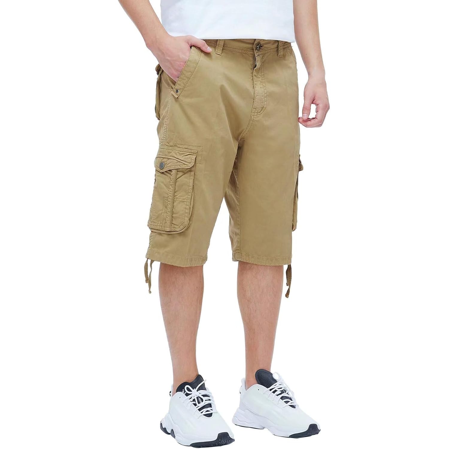 Best South Men'S Long Cargo Shorts Casual Below Knee 13 Inches Capri Shorts Relaxed Fit With Pockets