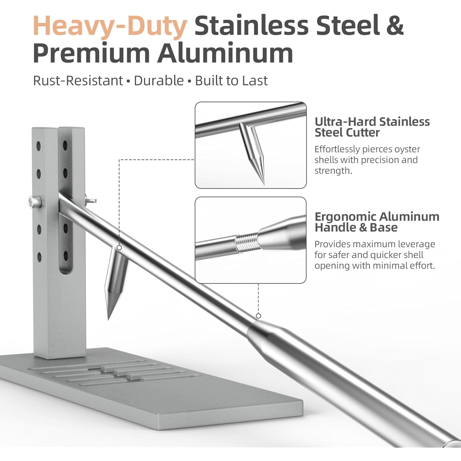 Stainless Steel Oyster Shucker Tool,Portable Oyster Shucking Knife,Easy To Use Oyster Knife,Oyster Opener Machine For Home Use,Including Two Oyster Shucking Knife,A Pair Of Glove And One G-Clamp.
