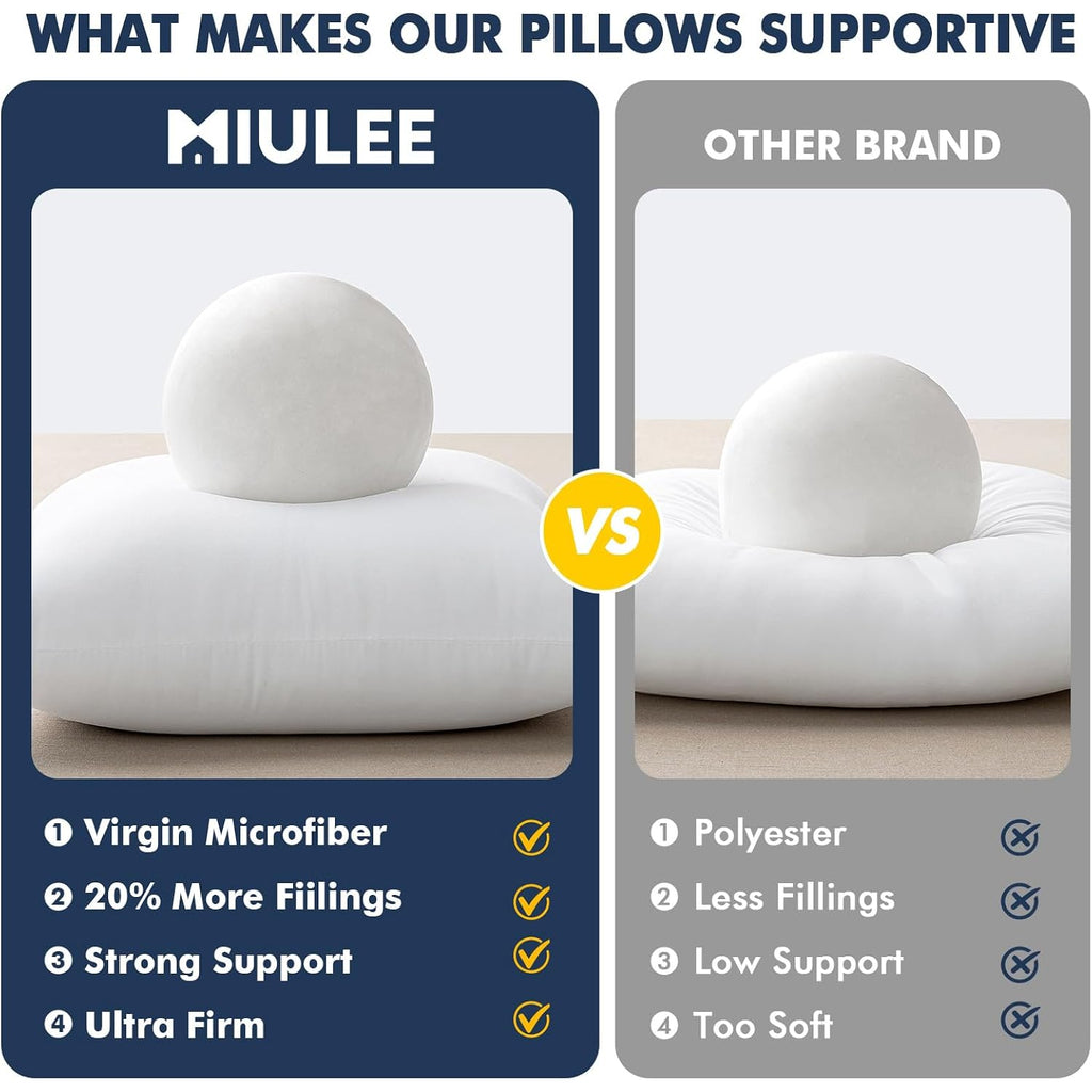 MIULEE 18x18 Pillow Inserts Set of 2, Decorative Throw Pillows for Couch Sofa Bed with 100% Virgin Microfiber Filling, Soft Supportive Fluffy Square Cushion Inserts
