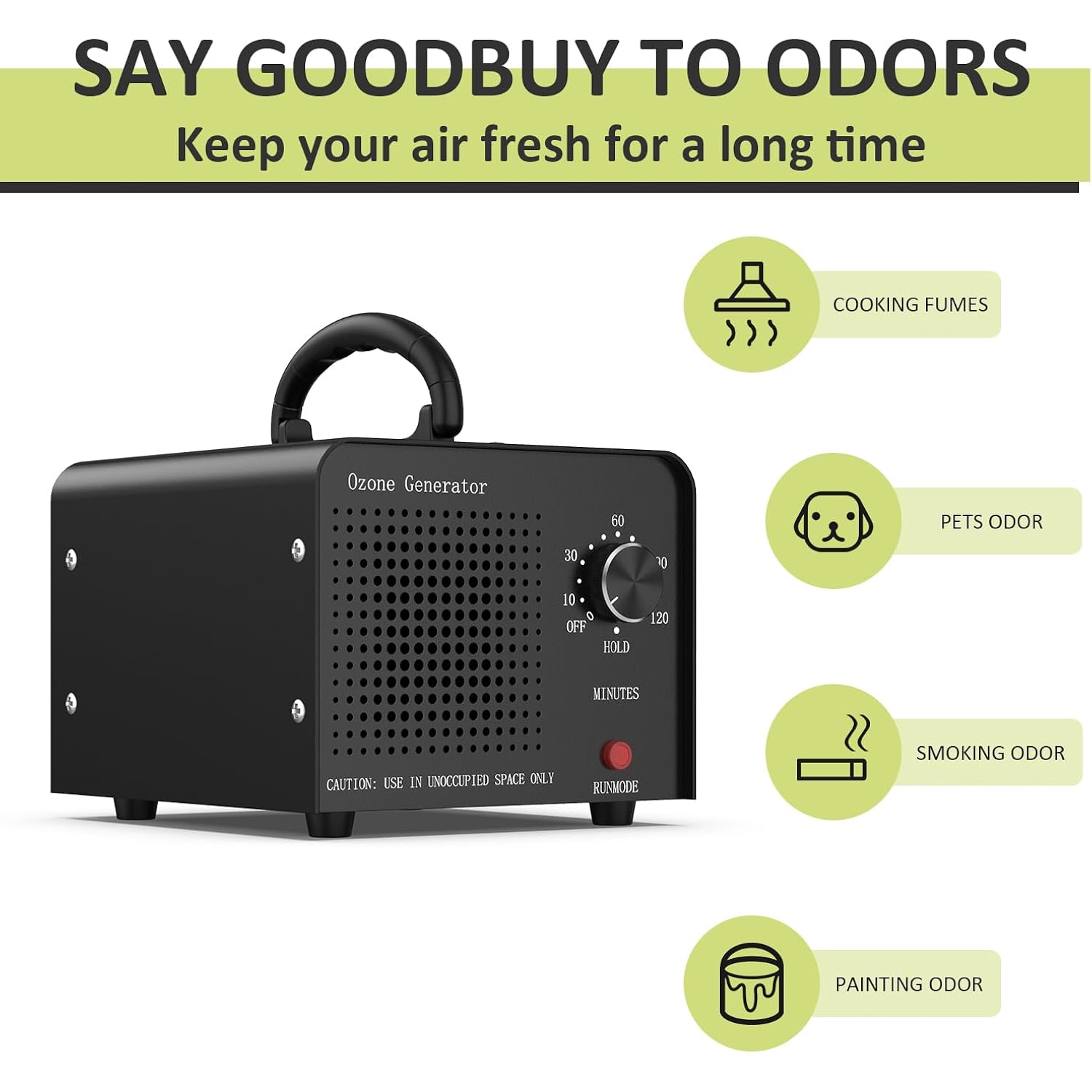 Medvoe 65,000Mg Ozone Odor Eliminator Generator For Home & Car | Black, Up To 7000 Sq. Ft. Coverage, Pet Odors, Smoke Odors, Apartments, Vehicles, Boats, Kitchens, Bathrooms, Basements