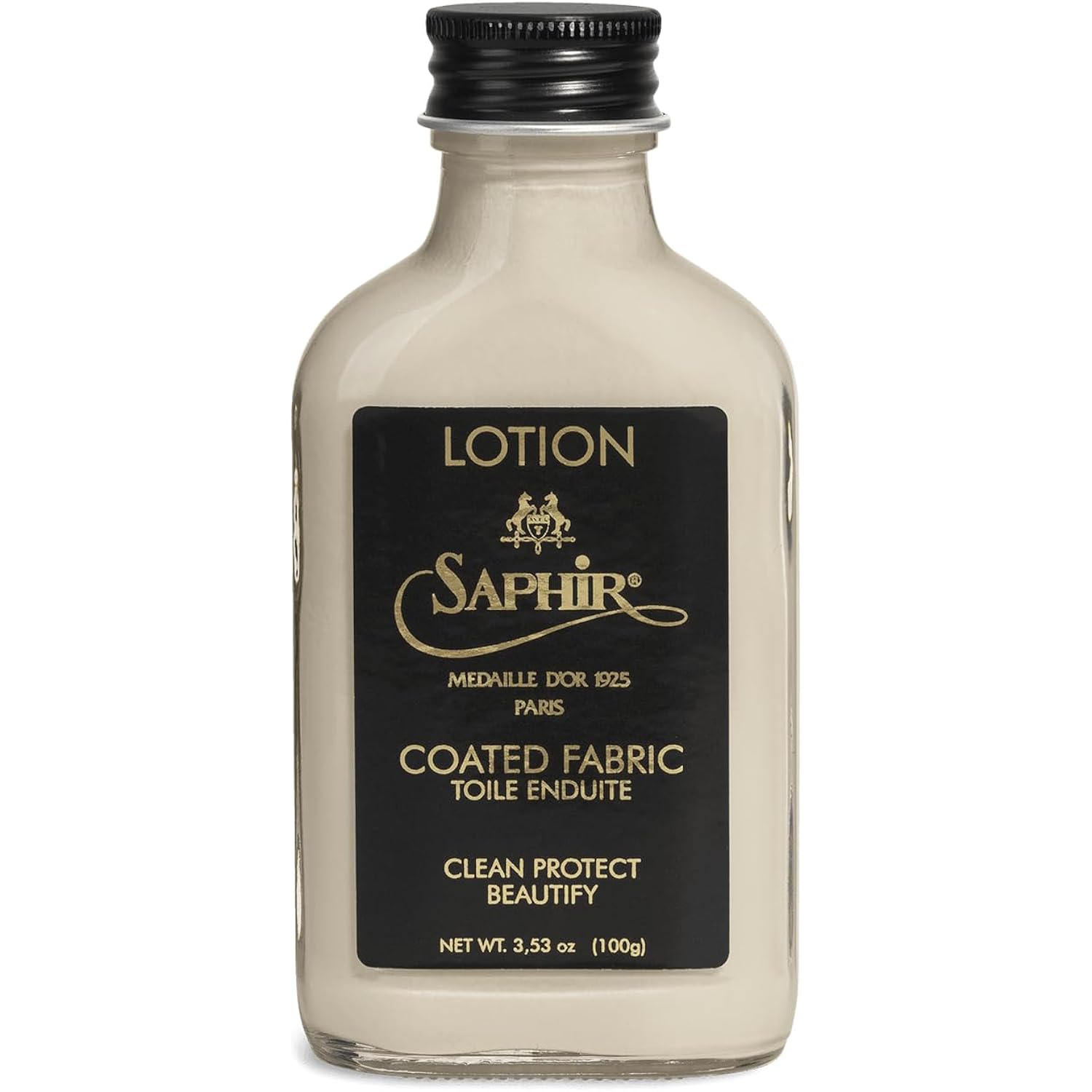 Saphir Médaille D’Or Coated Fabric Lotion 100Ml – Cleans & Protects Coated Canvas, Pvc & Patent Materials – Preserves Color, Logos & Finish For Designer Bags & Accessories