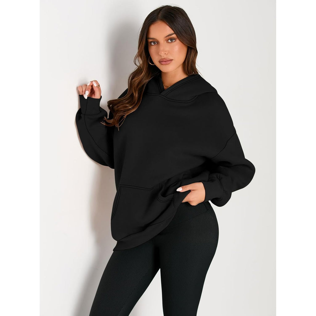 Women's Oversized Fleece Hoodie, Cozy Plush Pullover Sweatshirt with Pocket