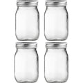 BEWAVE Glass Mason Jars, 16oz Clear Glass Jars with Lids for Sealing, Regular Mouth Canning Jars for Food Storage, Snacks, Candies, DIY Projects, 4 Pack