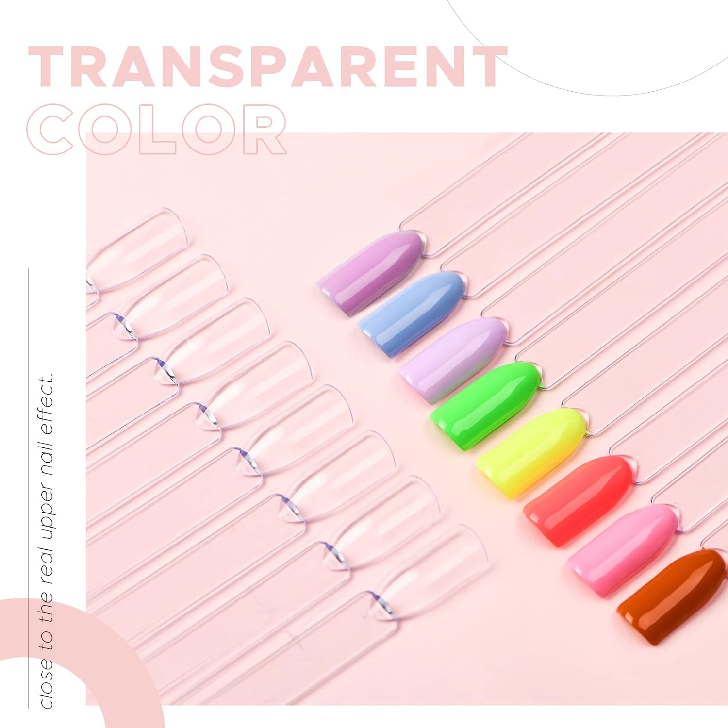 AZUREBEAUTY 150 Pcs Clear Nail Color Sticks, Fan Shape Nail Art Polish Display Tips, False Nail Sample Sticks, Nail Practice Color Display, Transparent Polish Board, Nail Art Tools Set