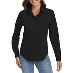 COUXILY Soft Wrinkle-Free Button Down Stretch Shirts for Women, Breathable Moisture-Wicking Casual Work Dress Tops