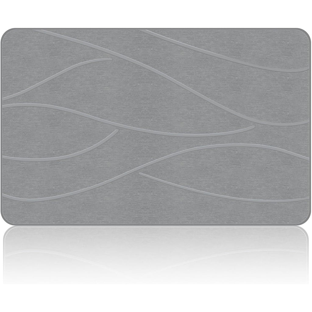 Veeloim Stone Bath Mat Diatomaceous Earth Shower Mat Non-Slip Super Absorbent Diatomite Stone Bath Mats for Bathroom Floor Quick Drying Natural Easy to Clean(23.6''×15.4" Gray)