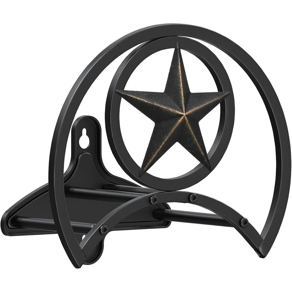 Garden Hose Holder, Holds 125 Ft 5/8-In Hose For Outdoor | Decorative Star Hose Butler Sturdy Water Hose Rack, Made Of Gauge Steel, Durable Wall Hose Hanger