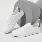 Fracora Mens White Tennis Shoes Low Top Fashion Sneakers Pu Leather Casual Shoe For Men