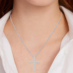 0.5 to 10 Carat 14K White Gold Round Shape Diamond Cross Pendant Necklace Value Collection 16" Gold Chain