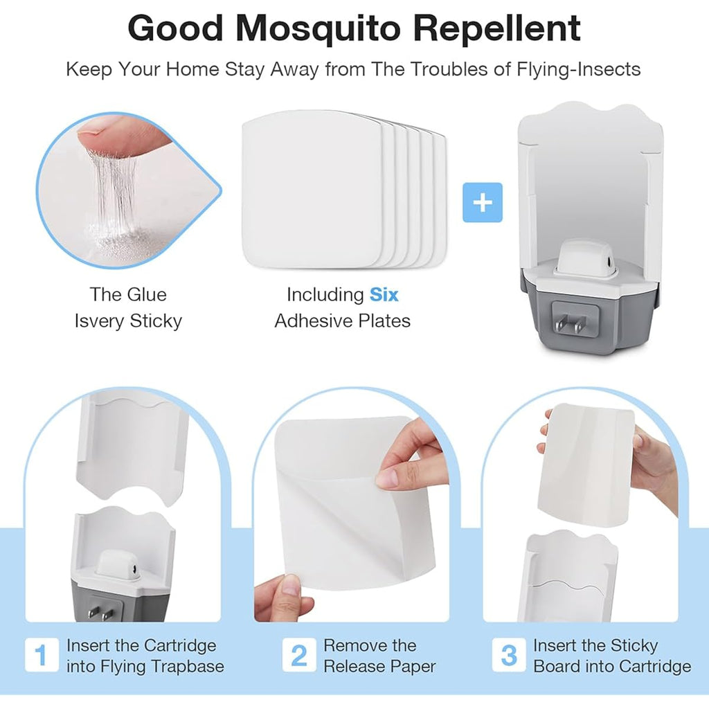 Forhimn Fly Trap Indoor, 2 Plug-In Fly Catchers With 6 Glue Card Refills, Fruit Fly & Gnat Trap For Home, Sticky Light Catcher For Flying Insects, Gnats & Moths, Clean & Quiet Indoor Plug-In Device