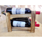 8-Bottle Wood Wine Rack - 2-Tier Countertop Wine Bottle Holder For Kitchen, Bar, Pantry, Dining Room | Small Freestanding Stackable Liquor Storage Organizer, Carbonized Pine