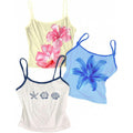 Soly Hux Women'S Cute Summer Floral Tops 3 Packs Spaghetti Strap Tight Tank Tops Beach Crop Camisole