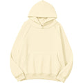 Lauweion Women Solid Basic Fleece Letter Loose Hoodie Sweatshirt Long Sleeve Kangaroo Pocket Drop Shoulder Pullovers Top