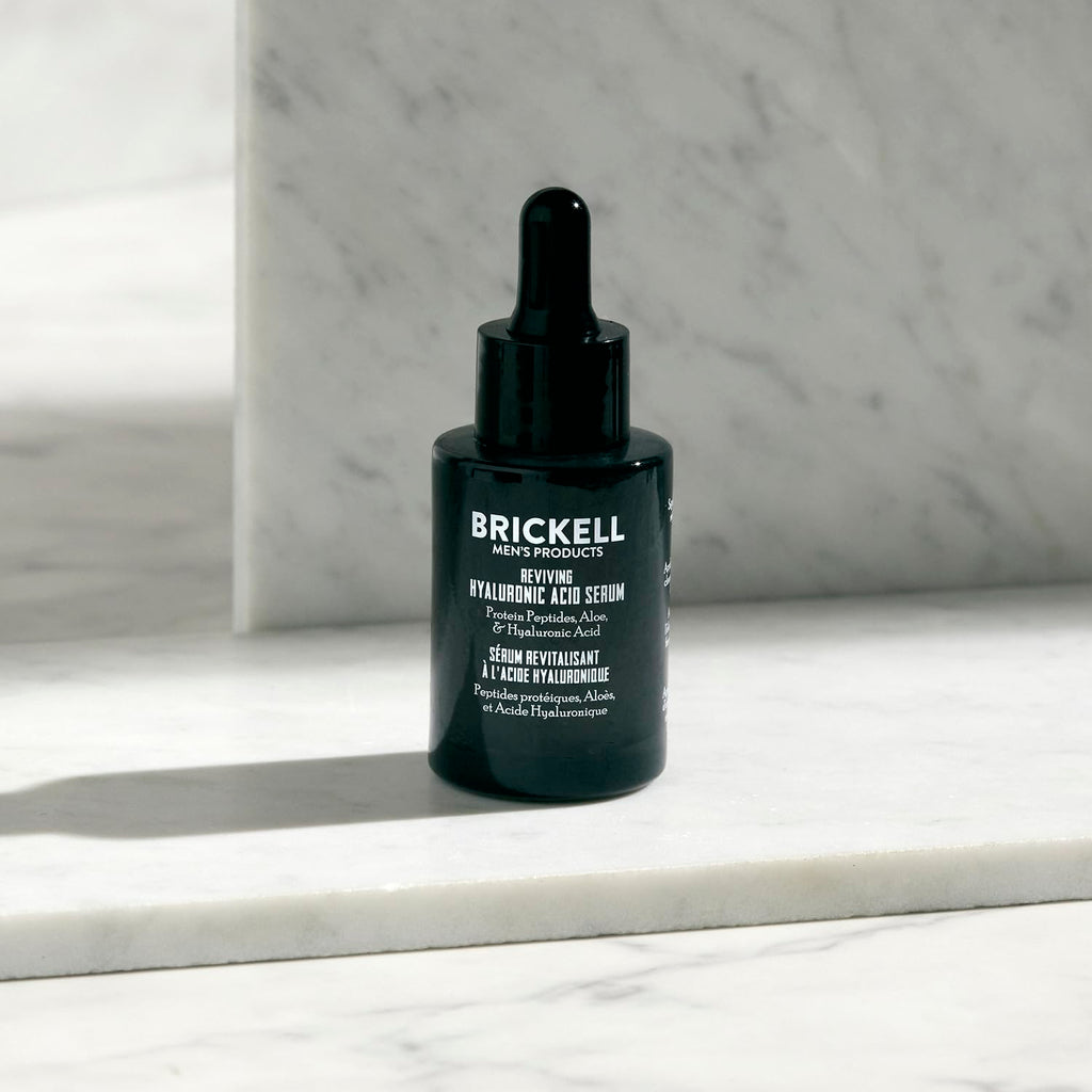Brickell Men'S Anti Aging Hyaluronic Acid Serum For Face, Reviving Day Serum For Men, Facial Serum With Hyaluronic Acid, Aloe, And Peptides, 1 Ounce, Unscented