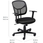 Amazon Basics Breathable Mesh Mid-Back Office Desk Chair With Armrests, Lumbar Support, 360-Degree Swivel, Adjustable-Height, Black