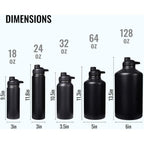 Fijinhom Insulated Water Bottle With Handle, 304 Stainless Steel Water Bottles With Wide Mouth, Double Wall Vacuum Sports Water Bottle, Bpa Free, Keep Cold And Hot, 24 Ounces, Black | With Handle