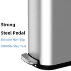 Ksskss 2.6 Gallon Slim Bathroom Trash Can With Soft Close Lid, 10L Stainless Steel Garbage Can With Removable Liner Bucket, For Narrow Spaces,Bathroom, Bedroom (Silver)