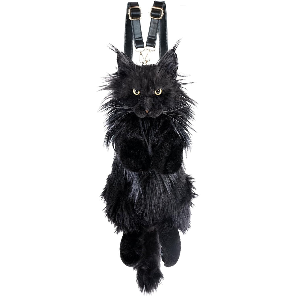 Chongker Cat Shaped Backpack - Handcrafted Stuffed Animals Plush Bag with Adjustable Shoulder, Crossbody, and Handbag Straps (MaineCoon Cat)